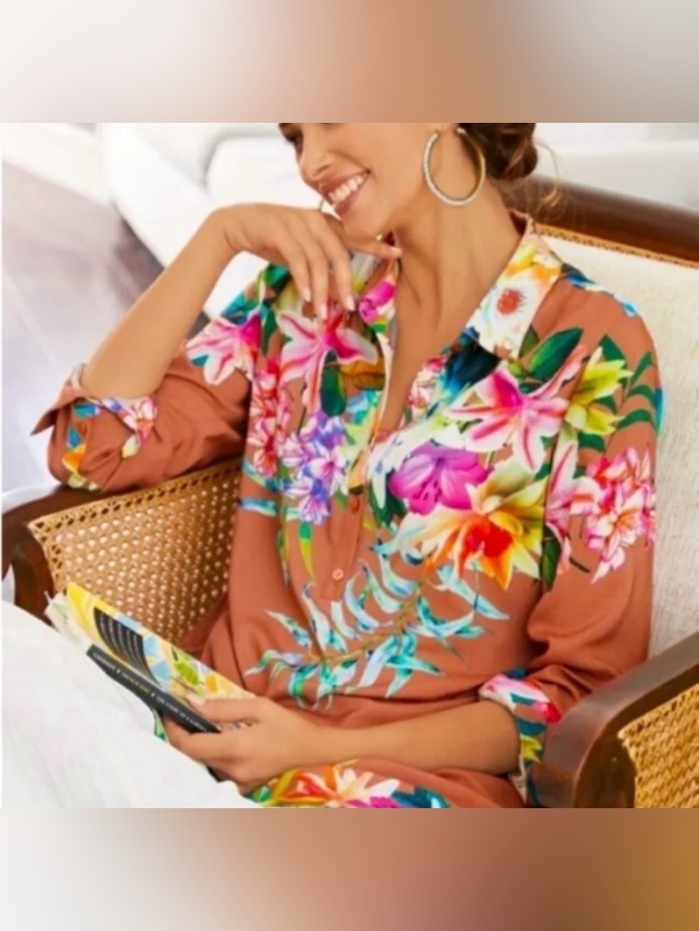 Soft Surroundings Top-“Florentine Garden” Women's Tunic Sz M Floral